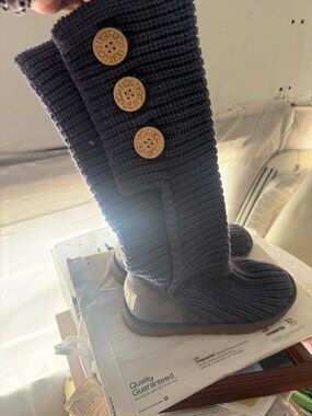 UGG blue Knit Mid-Calf Button Boot